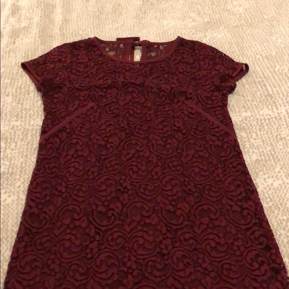 Red Sheath Lace Short Holiday Cocktail Dress